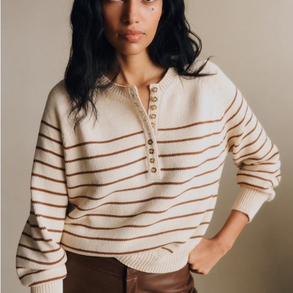 Sézane leontine jumper in ecru/camel